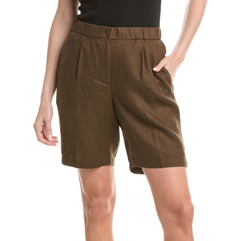 Eileen Fisher Womens Linen Short, Brown